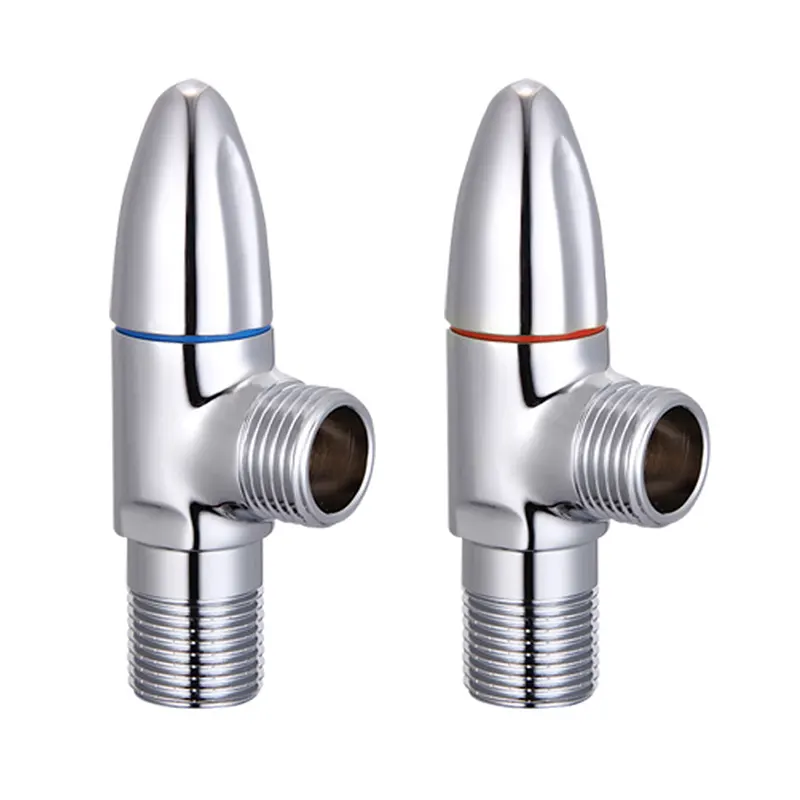 Zawór kątowy z mosiądzu, czerwony i niebieski